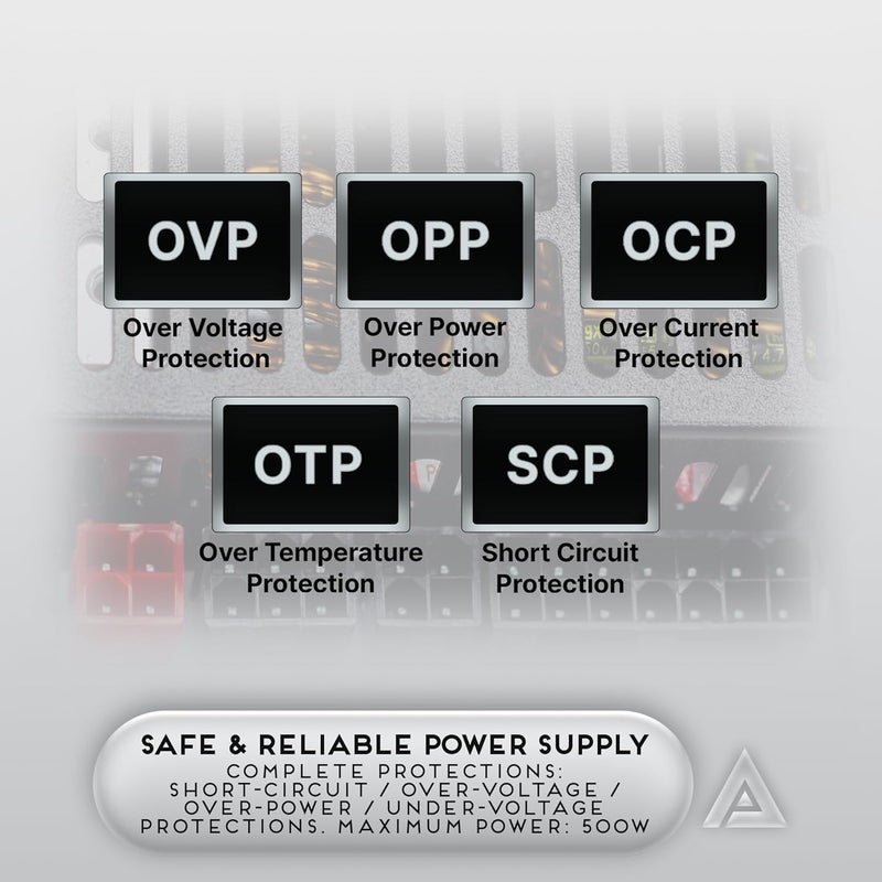 APEVIA مزود طاقة ITX-PFC500W Mini ITX/Flex ATX / 1U 500W بالكامل، نطاق كامل PFC نشط 90-264V، AC لنظام POS AIO سطح المكتب خادم الألعاب صغير الحجم (Flex ITX) مزود طاقة الكمبيوتر - Image 4